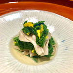 礒田 - シメジと菊菜のお浸し　出汁の旨味！