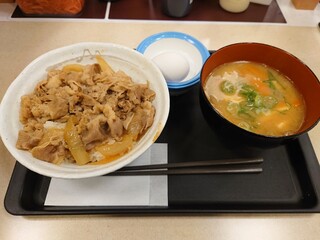 Matsuya - 牛めし(あたま大盛) 豚汁生玉子セット