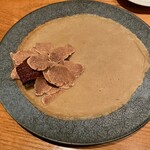 やまぐち - トリュフを練り込んだクレープ生地の上に～鰻、白トリュフ、奈良漬け入りマスカルポーネ