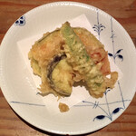 蕎麦切り 旗幟 - 5種野菜天ぷら盛り合わせ1,050円