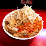 千里眼 - 豚ラーメン（カタメ、ニンニク、アブラ、カラアゲ）（2012年10月13日）