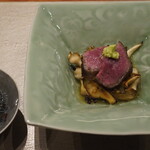 草庵 鍋島 - 佐賀牛と松茸のステーキ　わさび添え