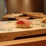 鮨 清松 - 皮が炙られて金目（塩）◎