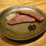 北新地やまがた屋 - あぶしん（ハツの脂身つき）と有馬山椒