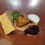 Takumi - ・フランス産フォアグラのポワレ ・クレソンと豚肉のパテ ミルフィーユ仕立て ・栗のピューレと牛乳の泡 ・プルーンの赤ワイン煮