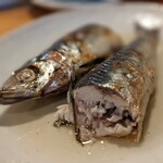 天史朗鮨 - ウルメイワシの干物　酢をかけて