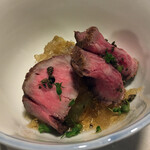 酒肴 新屋敷 - 長崎和牛のタタキと茄子