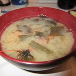 朝市の味処 茶夢 - 甘エビの味噌汁