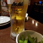 いろはにほへと - スーパードライ 380円と通しの枝豆 420円