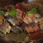 吟吟 - 【2012年11月】【【鮟鱇鍋コース】お造り盛合わせ（３人前、７種類）