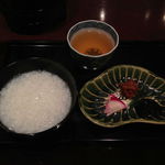 北新地 弧柳 - 留椀：高槻キヌヒカリ（米）と箕面の天然水の粥　鯛味噌＆塩昆布＆赤かぶら添え