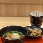 三宅輝 - ・お椀；菊花蕪 海老真薯 生木耳 ばちこ