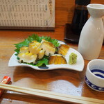 Sushinihachi - 蒸しアワビ ＆ 燗酒