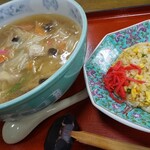 Wafuu Resutoran Hoshiman - 組み合わせて、もやしラーメンと、チャーハン！