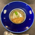 徳山鮓 - 飯のアイスクリームとクランブル。酢橘ジャムを添えて。