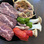 BBQvillage多度峡 - ＠3500円プランのBBQセット内容　3人分