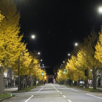 冨久屋 - 帰り道の銀杏並木　真夜中ではありませんが