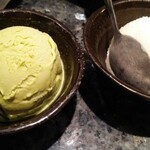 回転寿司酒場 銀座沼津港 - 抹茶・バニラアイス