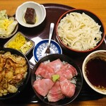 いっちょう - ミニ中トロ丼とミニ海鮮かき揚げ丼小うどんセット1529円