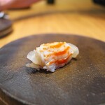 すし処 ひさ田 - レアの車海老。この半生感は久田さんの巧みな技量。