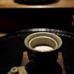 薪鳥新神戸 - あおさの茶碗蒸し(白子ソース)