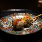 薪鳥新神戸 - 高原比内の胸で巻きこんだネギマ