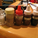 (株)山武精肉店 直営 やきにく屋 - 味付け「塩」、「コショウ」、「塩だれ」、チョイ甘タレ」「濃いタレ」