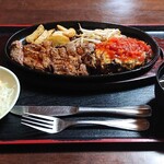 Kibunya - ③銅のハーフステーキとチーズハンバーグ