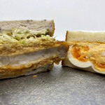 サンドイッチパーラー楽楽 - 厚切り三元豚のおろしぽん酢カツ、江田養鶏所の味わい玉子