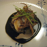 リストランテ ラ・バリック トウキョウ - 蒸しあわびのソテーとアーティーチョークのポルペット　肝とバルサミコのソース
