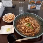 千歳饂飩 - きのこ細うどん 830円+揚げごぼう 120円