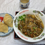 つるや - カレーそばにお稲荷さん　700円