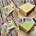 カステラの城 - 【三星社(ｻﾝｾｲｼｬ)】蜂蜜かすてら(上)と抹茶かすてら(下)。各150円(税込)です。