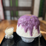 和kitchen かんな - オーダーは濃厚紫いも牛乳900円+みるく練乳100円