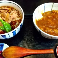 日本橋 やぶ久 - ミニカレー丼、ミニ肉南そばセット 1,100円 ♪