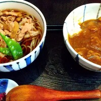 日本橋 やぶ久 - ミニカレー丼、ミニ肉南そばセット 1,100円 ♪