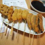 串カツ田中 - 肉串8本盛り＋レンコン