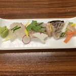 郷土料理 五志喜 - 瀬戸内鮮魚の姿造り(たい、はまち、）