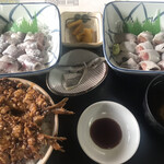 金沢食堂 - 鯵刺身・鰯刺身・鰯天丼