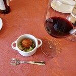 キノシタ - アミューズ イカと米のコロッケ、コルビエール ラングドック シラー・グルナッシュ