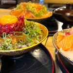 Sannomiya Sushi Ebisu - 左が極みユッケと雲丹イクラ丼：1600円