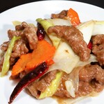 Spicy stir-fried beef and onion