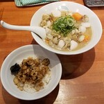 麺屋 六感堂 - 帆立の粕汁 大吟醸ラーメン＋帆立の煮つけ丼