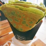 クレープアンドカフェ ヴァーチュ - 2021.11(別の日) メープルバター(￥400)、抹茶生地変更(￥60)。
      生地のサクサク感を一層味えるのでたまにはホットクレープもアリですよ。