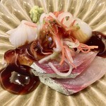 魚菜料理 縄屋 - カンパチとカミナリイカ