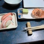 本家千松 - カニ寿司とイカの塩辛