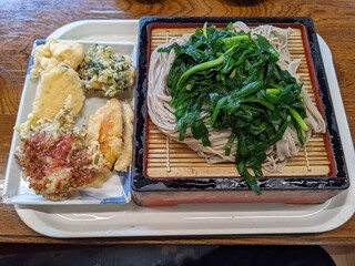宮入そば - 野菜の天ぷら、にらそば