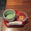 Yamaki - ウェルカムドリンクの抹茶と麦焦の寒天