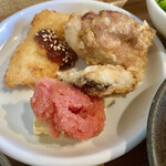 Ono No Hanare - 玉子焼き&明太子、鶏の唐揚げ、白身魚(2種類)のフライ
