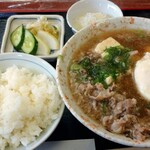 一富士食堂 - 何と肉吸いの丼の底には玉子があるのです☆